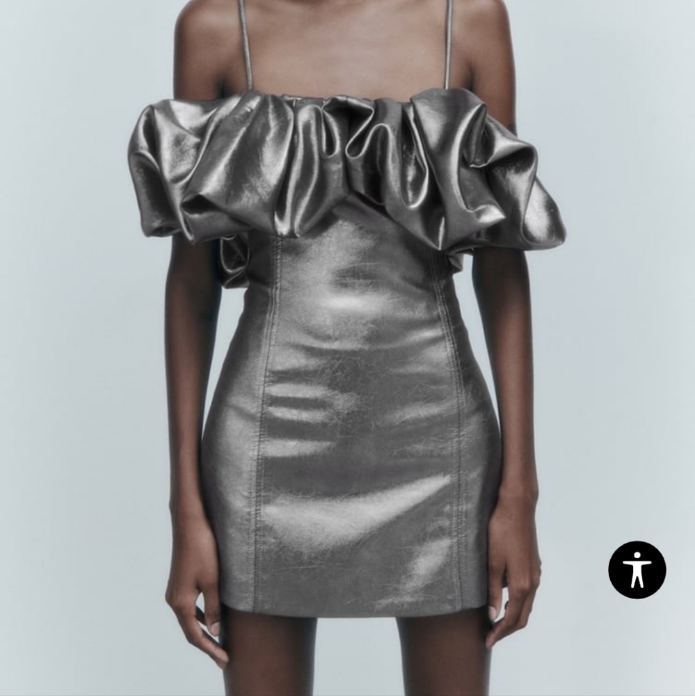 Zara dark sile metallic dress